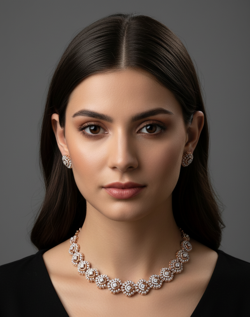 Elegant jewelry on a model.