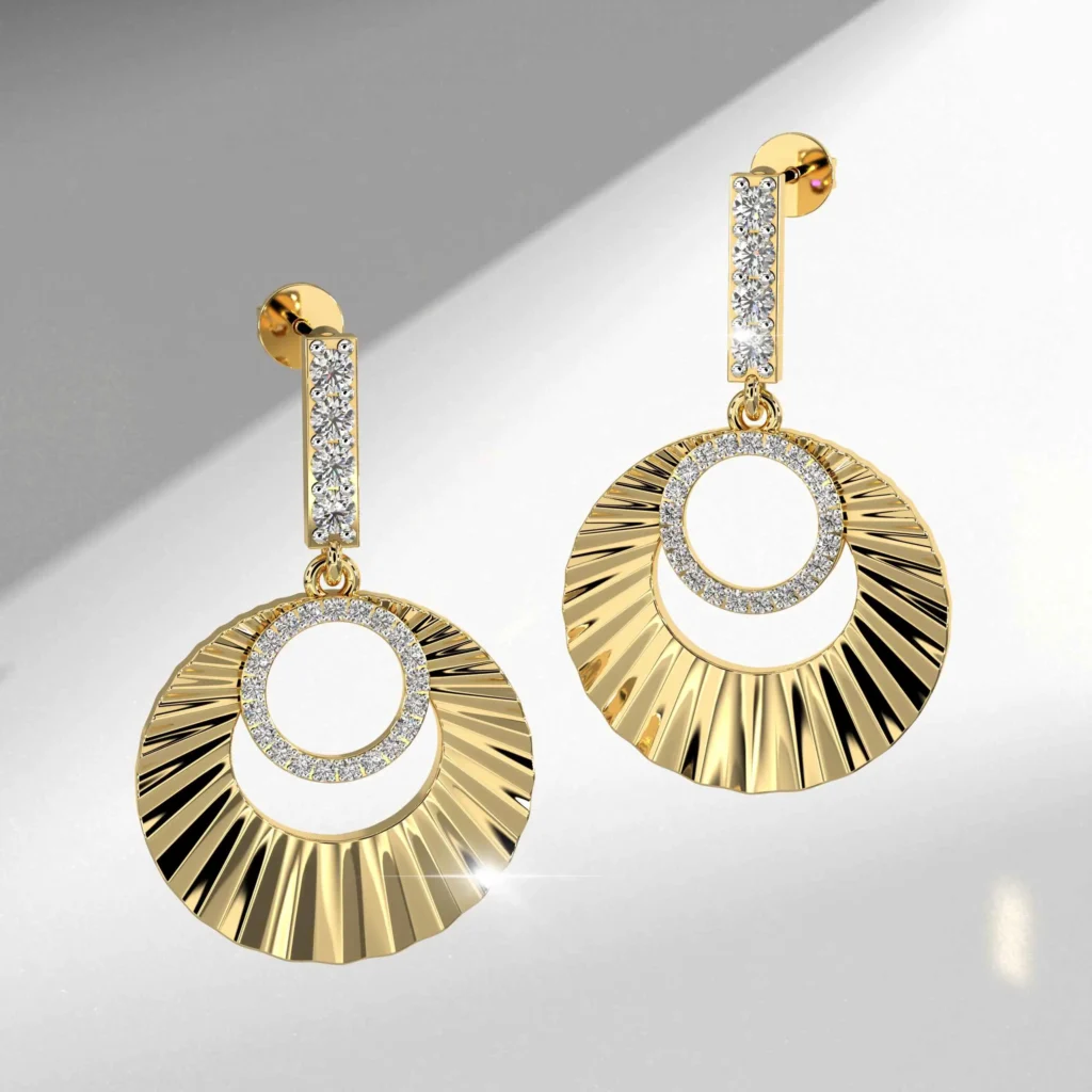 Elegant gold and diamond earrings.
