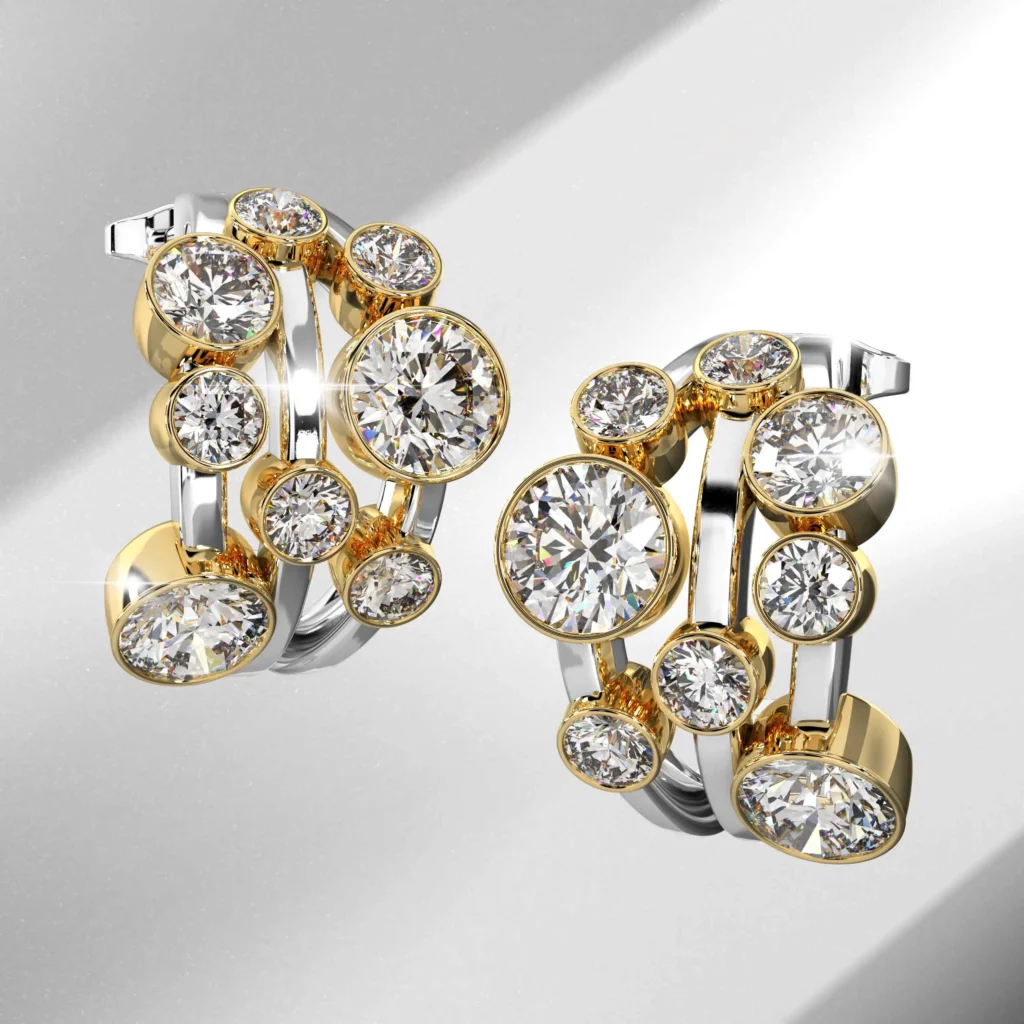 Elegant gold and silver hoop earrings