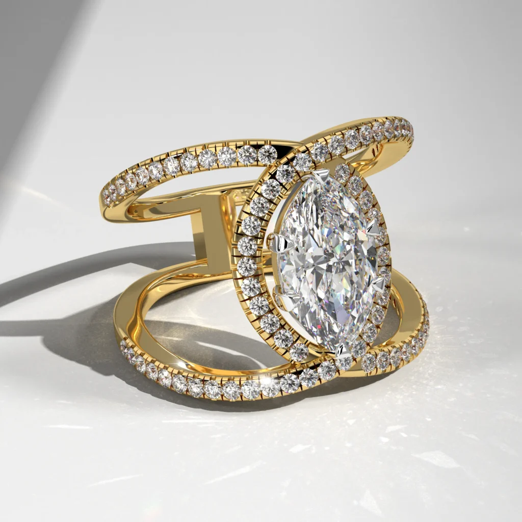 Elegant gold ring with large diamond